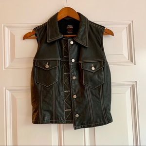 Gap Black Leather Fitted Vest Medium